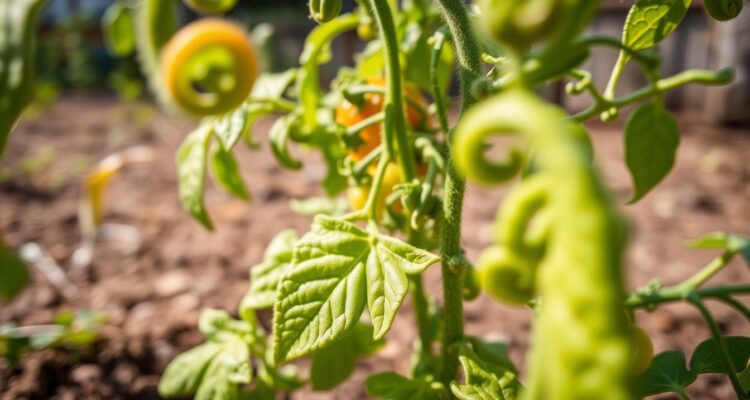 Liście pomidora zwijają się do góry